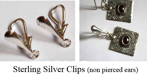 sterling silver earrings clips for non-pierced ears