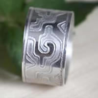 Ga Yixe, Mixtec meander ring in sterling silver