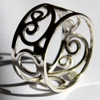 Brocéliande, celtic ring with scrolls and spirals in sterling silver