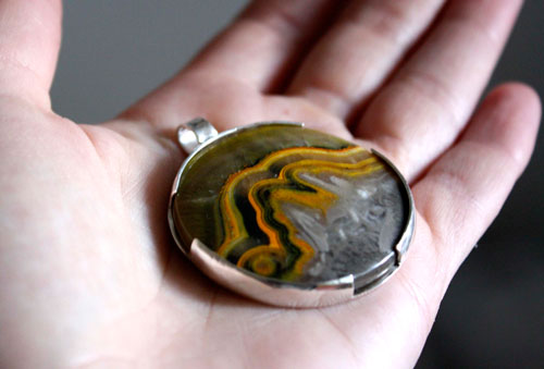 Dawn, sunrise pendant in sterling silver and bumblebee