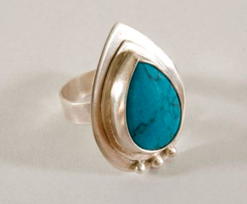 Firoza, Indian ring in sterling silver and turquoise