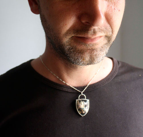 Juuri, boreal forest pendant in sterling silver and ocean jasper