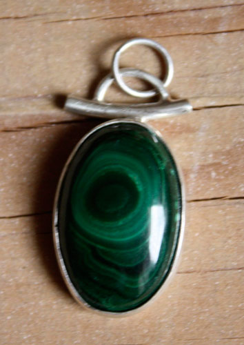 Moss, enchanted forest pendant in sterling silver and malachite