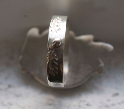 Moss leaf, winter forest ring in sterling silver and moss agate