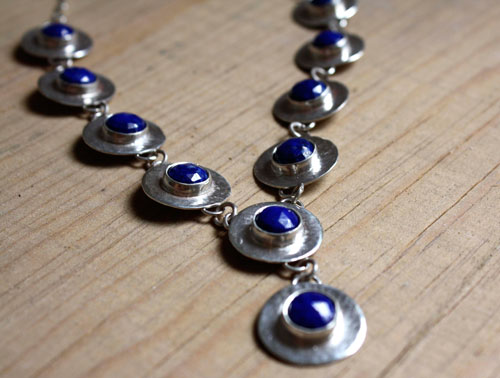 Queen of the Nile, Egyptian necklace in sterling silver and lapis lazuli
