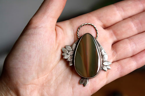 Sompaïna, rainbow of the mother earth pendant in sterling silver and imperial jasper
