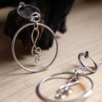 Treble clef, musical note earrings in sterling silver