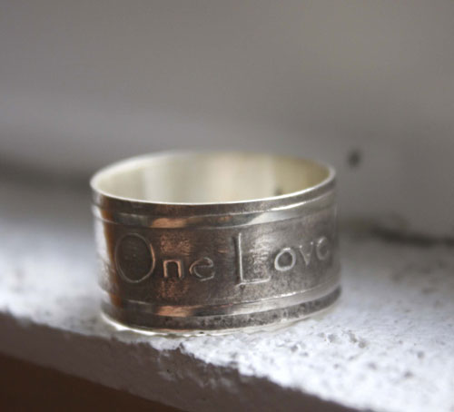 Custom ring, quote of One from U2 group ring in sterling silver