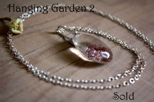 Hanging garden 2, Babylonian mystery necklace and pendant in sterling silver and phantom quartz