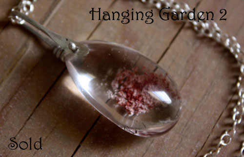 Hanging garden 2, Babylonian mystery necklace and pendant in sterling silver and phantom quartz