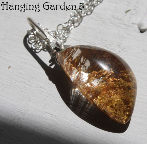 Hanging garden 3, Babylonian mystery necklace and pendant in sterling silver and phantom quartz