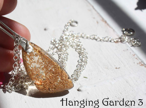Hanging garden 3, Babylonian mystery necklace and pendant in sterling silver and phantom quartz
