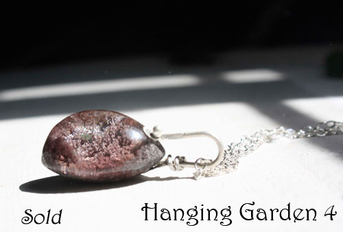 Hanging garden 4, Babylonian mystery necklace and pendant in sterling silver and phantom quartz