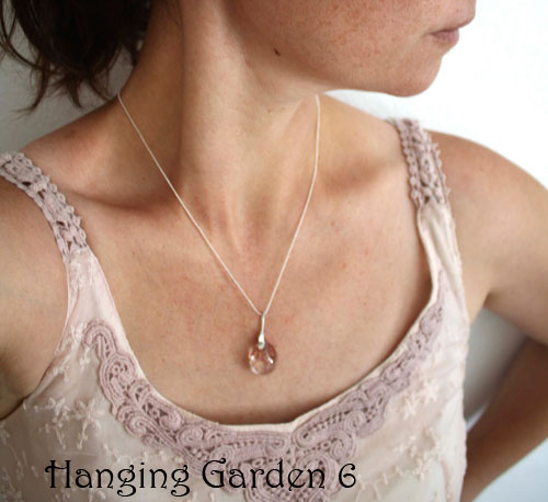 Hanging garden 6, Babylonian mystery necklace and pendant in sterling silver and phantom quartz