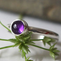 Lilac, February birthstone ring in sterling silver and amethyst