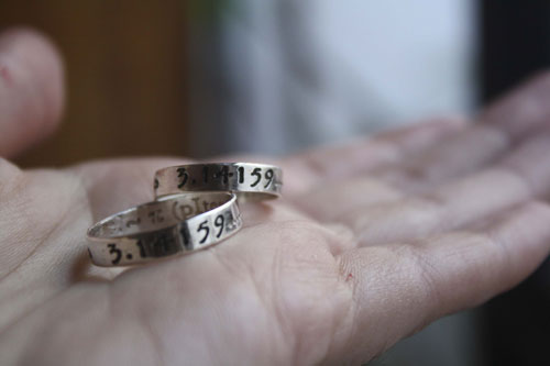 Pi rings, infinity symbols personalized rings in sterling silver with custom engraving