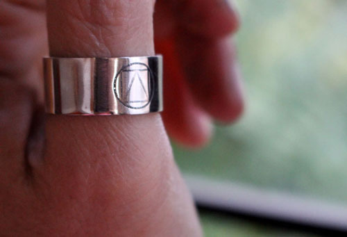 Prism, square triangle circle ring in sterling silver