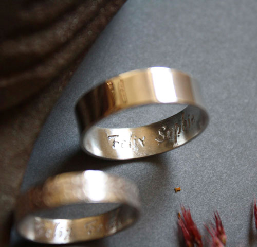 Vegetal harmony, personalized wedding rings in sterling silver