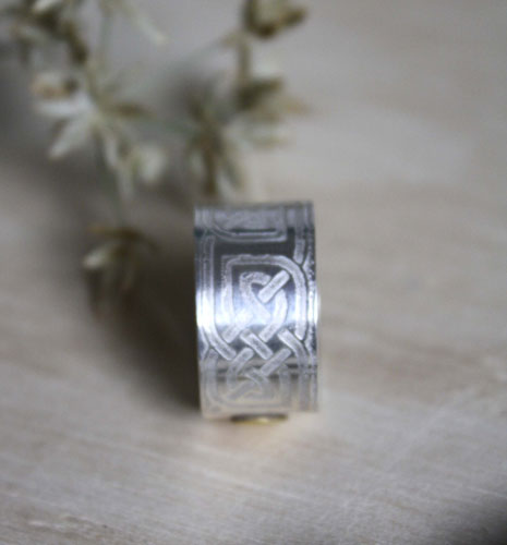 Stonehenge, moon and Celtic knot ring in sterling silver and brass