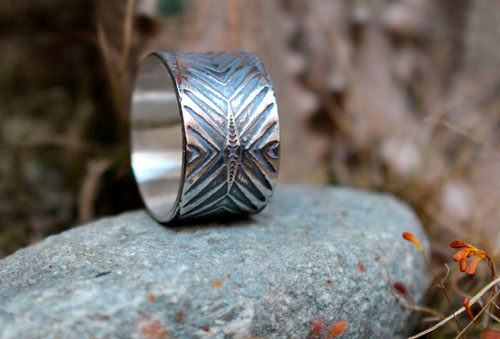 Boomerang, chevron and arrow ring in sterling silver