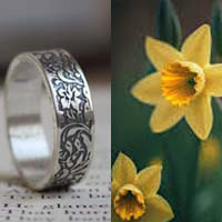 Daffodil, flower ring in silver