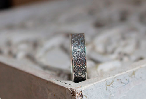 Esme, medieval flower meander ring in sterling silver