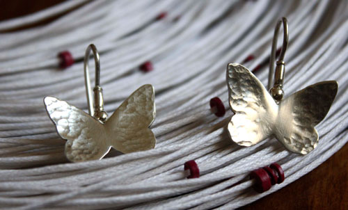 Hesperidia, butterfly earrings in sterling silver