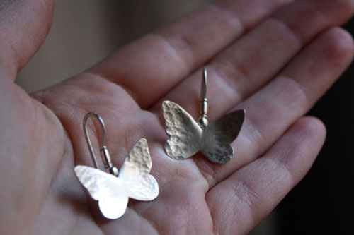 Hesperidia, butterfly earrings in sterling silver