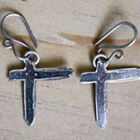 Indochine, cross rock earrings in sterling silver