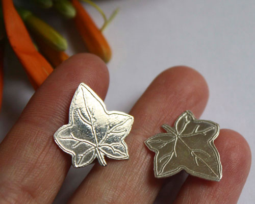 Ivy leaf, leaf cufflinks in sterling silver