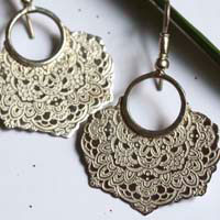 Jessamine, oriental flower earrings in sterling silver