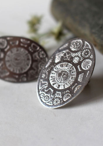 Jules, steampunk gear cufflinks in sterling silver