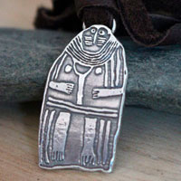 Menhir of the lady of Saint Sernin, Neolithic female stele necklace in sterling silver