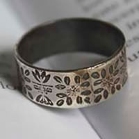 Nile flowers, Egyptian ring in sterling silver