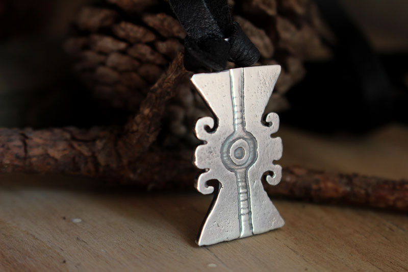 Ollin, Aztec glyph necklace in sterling silver