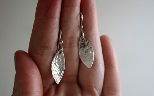 Petals, flower petal earrings in sterling silver