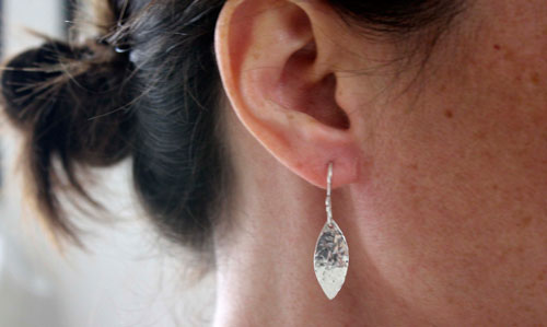 Petals, flower petal earrings in sterling silver