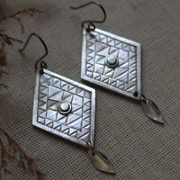 Quetzaly, mexican diamond earrings in sterling silver
