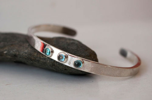 Sarah, blue zircon sterling silver bracelet