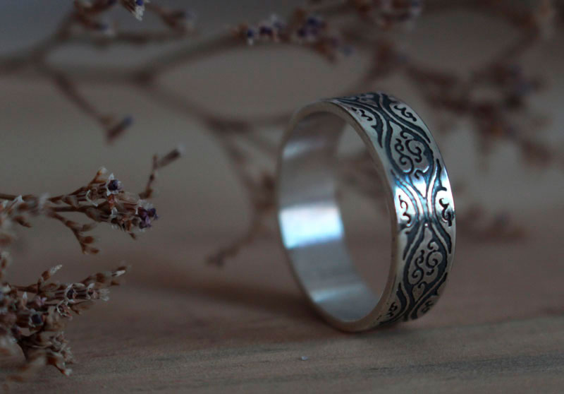 Tachiwaki, japanese steam ring in sterling silver
