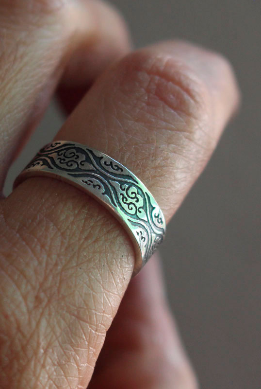 Tachiwaki, japanese steam ring in sterling silver