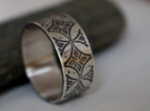 Templar, medieval cross ring in sterling silver