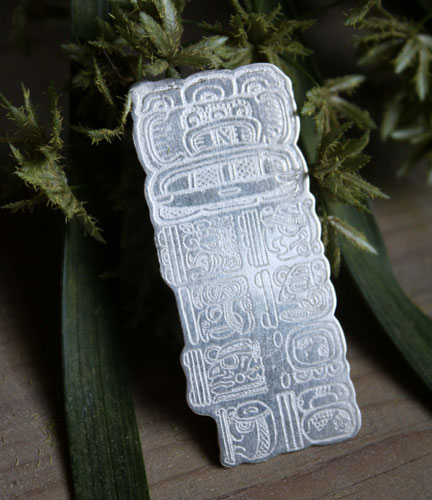 Maya Long Count, Mayan calendar brooch in sterling silver
