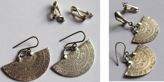 Sterling silver fastners for non-pierced ears