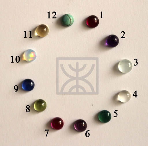The 12 birthstones chosen to represent the different months of the year