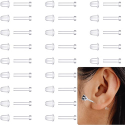 Pierced Earring Protector Covers Anti-Sensitive Piercing Protectors with Extra Backs Pierced Earring Sleeves for Sensitive Ears Plastic Clear Earrings for Men Women Girls