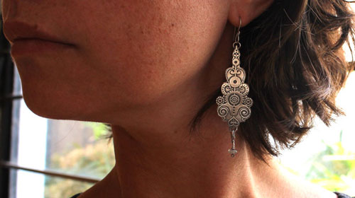 6° per minute, steampunk clockwork earrings in silver and labradorite