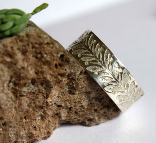 Honeysuckle, nature ring in sterling silver