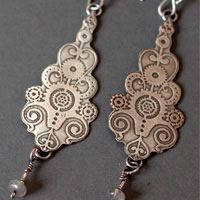 6° per minute, steampunk clock earrings in sterling silver