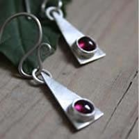 triangle sterling silver earrings with birthstone